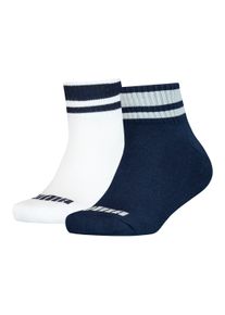 Kurzsocken Puma "Puma KIDS CLYDE CUSHIONED QUARTER 2P", M&auml;dchen, Gr. 39-42, blau (blau, wei&szlig;), Baumwollmischung, gestreift, elastisch, Socken Kurzsocken, mit gestreiften B&uuml;ndchen