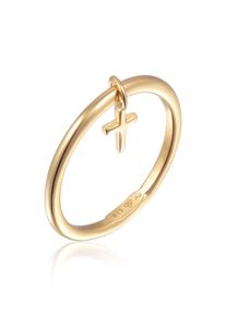 Silberring Elli "Ring Bandring Stapelring Kreuz 925 Ring vergoldet" Gr. 58, gold, Fingerringe, Damen, 58, Silber 925 (Sterlingsilber), Silberring