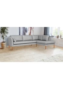 Ecksofa Andas "Grenzda, L-Form", grau (silber), B:255cm H:88cm T:196cm, Struktur (100% Polyester), Sofas, Ecksofa, mit Holzf&uuml;&szlig;en