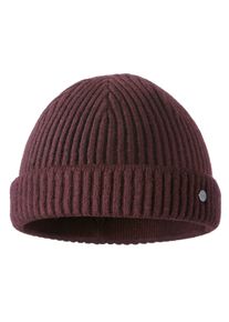 Strickm&uuml;tze Pearlwood "MIKA", Herren, braun (wine), Rippstrick, Materialmix, unifarben, M&uuml;tzen Strickm&uuml;tze, Rippstrick, sportive Passform, Temperaturregulierend, Wollanteil