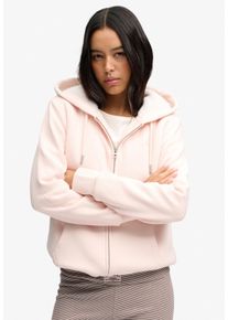 Kapuzensweatjacke Superdry "SIGNATURE EMB BORG ZIPHOOD", Damen, Gr. M, rosa (rose blush pink), Sweatware, Obermaterial: 60% Baumwolle, 40% Polyester, unifarben, relaxed fit normal, Rundhals, Rippb&uuml;ndchen, Sweatjacken Kapuzensweatjacke, Baumwollmischung, relaxed fit