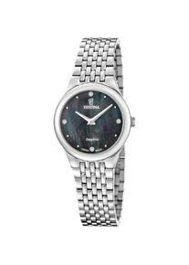 Quarzuhr Festina "Grace", silberfarben, schwarz, Armbanduhren, Damen, Quarzuhr, Armbanduhr, Damenuhr, Swiss Made, Edelstahlarmband, analog