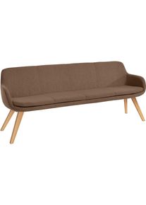 Essbank Musterring "Tavia", braun (caramel, eiche bianco), B:220cm H:87cm T:66cm, 100% PES, Sitzb&auml;nke, Essbank, Stativgestell aus Eiche bianco massiv, Breite 180, 200 oder 220 cm