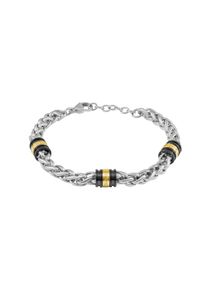 Armband Police "Solaris", silber (edelstahlfarben, gelbgoldfarben, schwarz), Armb&auml;nder, Herren, 22cm, Edelstahl, Armband