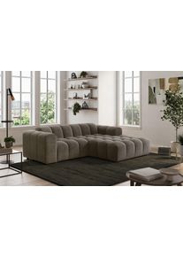 Ecksofa OTTO HOME "Rocco L-Form, B: 248 cm, modernes Bubble-Sofa, gro&szlig;z&uuml;giger Sitzkomfort", braun (stone), B:248cm H:73cm T:93cm, 100% POLYESTER (PES), Sofas, Ecksofa, Wohnlandschaft-Charakter, frei stellbar, modernes Design