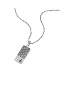 Kette mit Anh&auml;nger Police "Chainmale", silber (edelstahlfarben, schwarz), Halsketten, Herren, Edelstahl, L: 55 B: 2mm, Kette mit Anh&auml;nger, B:2mm