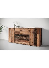 Sideboard OTTO HOME "Kenia, Kommode f&uuml;r das Schlafzimmer/Wohnzimmer", braun (old vintage), B:150cm H:69cm T:39cm, Hartfaserplatte, Holzwerkstoff, Kunststoff, Sideboards, Sideboard, Modernes Sideboard mit 3 Schubladen und 4 F&auml;chern, Breite 150 cm