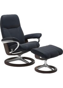 Relaxsessel stressless "Consul", blau (shadow blau paloma), B:82cm H:102cm T:72cm, Leder BATICK: BATICK ist ein leicht korrigiertes, durchgef&auml;rbtes und genarbtes M&ouml;belleder, bei dem die meisten Unebenheiten und Spuren in der Regel entfernt wurden.;Leder PALOMA: PALOMA ist ein durchgef&auml;rbtes Semianilin-M&ouml;belleder mit nat&uuml;rlicher Narbung.;ROHLEDER Stoff Q2 FARON: Ein fester zuverl&auml;ssiger Boucl&eacute; mit 
