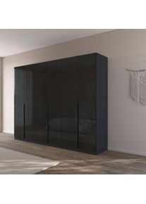 Dreht&uuml;renschrank OTTO HOME "Kleiderschrank Schrank Garderobe AGORDO Schlafzimmer", grau (graumetallic, effektgrau hochglanz), B:271cm H:210cm T:54cm, Holzwerkstoff, Schr&auml;nke, Dreht&uuml;renschrank, durchdachte Innenausstattung, in 8 Breiten und 2 H&ouml;hen MADE IN GERMANY