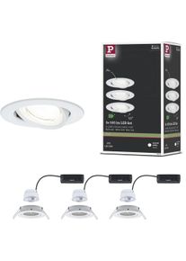 Paulmann LED Einbauleuchte "LED Einbauleuchte Nova Coin rund 84mm 50", wei&szlig;, 3, &Oslash; 8,4cm, 3 Stk., Leuchten, LED Einbauleuchte