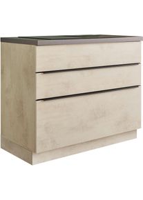 Kochfeldumbauschrank BASIC BY BALCULINA "Sanibel K&uuml;chenschrank mit Schubladen, BxHxT 110 x 94 x 60", grau (chromix wei&szlig;, anthrazit), B:110cm H:94cm T:60cm, FSC-zertifizierter Holzwerkstoff, Schr&auml;nke, Kochfeldumbauschrank, Breite 110cm, Melaminbeschichtung, 2 ger&auml;umige Schubladen