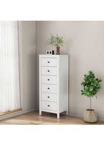 Kombikommode OTTO HOME "Borkum Sideboard Anrichte mit 6 Schubladen Landhaus wei&szlig;", wei&szlig;, B:55cm H:139cm T:40cm, Sideboards, Kombikommode, Kommode Schrank W&auml;scheschrank mit 6 Schubladen