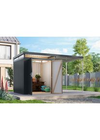 Ger&auml;tehaus Karibu "Titanium 2 SET mit Anbaudach", schwarz (anthrazit), Ger&auml;teh&auml;user, Metall, Ger&auml;tehaus, Made in Germany