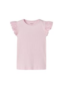T-Shirt name it "NMFHAVELLE CAP SL TOP", M&auml;dchen, Gr. 116, rosa (cradle pink), Jersey, Obermaterial: 95% Baumwolle, 5% Elasthan, unifarben, normal normal, Rundhals, R&uuml;schen, Shirts T-Shirt, Baumwollmischung, normal geschnitten