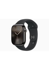 Apple Watch Series 10 Titan 46 mm (2024) | GPS + Cellular | Skiffer | Sportarmband M/L | Svart