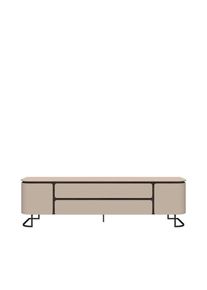 Lowboard Home Affaire "AURA TV-Board, TV-Kommode, TV-Schrank, TV-M&ouml;bel, mit LED-Beleuchtung", beige (mokka), B:210cm H:58cm T:46cm, Holzwerkstoff, Sideboards, Lowboard, UV lackiert, Soft Close Funktion, Metallrahmen als Basis des Elements