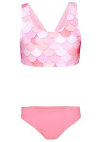 Bustier-Bikini AQUARTI "Bikini M&auml;dchen Sport Bikini Racerback Bustier & Bikinislip", Kinder, Gr. 134, N-Gr, orange (meerjungfrau rosa, aprikose), Obermaterial: 80% Polyamid PA. 20% Elasthan EL., Bikini-Sets Bustier-Bikini
