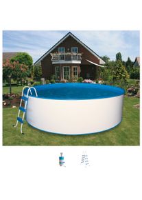 Rundpool MY POOL BWT "mit Leiter und Kartuschenfilteranlage", wei&szlig; (wei&szlig;, blau), H:120cm &Oslash;:300cm, Schwimmbecken, Rundpool, in verschiedenen Gr&ouml;&szlig;en