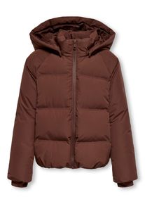 Steppjacke KIDS Only "KOGELLIE FUCTIONAL HOOD PUFF JACKET OTW", M&auml;dchen, Gr. 140, braun stone, Web, Obermaterial: 100% Polyester, unifarben, Basic normal, Windstopperb&uuml;ndchen, Jacken Steppjacke, mit abnehmbarer Kapuze