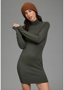 Strickkleid AJC, Damen, Gr. 36, N-Gr, gr&uuml;n (dunkelgr&uuml;n), Feinstrick, Obermaterial: 70% Viskose, 30% Polyamid, unifarben, Basic, sehr figurbetont mini, hoch geschlossener Ausschnitt, eng Rippb&uuml;ndchen, Kleider Strickkleid, mit Rollkragen aus Viskosemischung