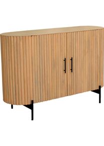 Kommode Sit "Pula aus Mangoholz mit Lamellen-Design & schwarzen Metallf&uuml;&szlig;en", beige (natur, schwarz), B:120cm H:80cm T:40cm, Massivholz, Metall, Sideboards, Kommode, 2 T&uuml;ren mit gro&szlig;z&uuml;gigen F&auml;chern & 14 cm hohen Metallf&uuml;&szlig;en