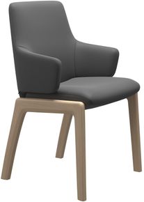 Polsterstuhl stressless "Laurel", grau (grau batick, eiche gekalkt), B:58cm H:92cm T:59cm, Leder BATICK: BATICK ist ein leicht korrigiertes, durchgef&auml;rbtes und genarbtes M&ouml;belleder, bei dem die meisten Unebenheiten und Spuren in der Regel entfernt wurden., St&uuml;hle, Polsterstuhl, Low Back mit Armlehne, Gr&ouml;&szlig;e L, abgerundete Beine in Eiche gekalkt