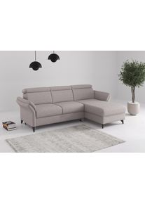 Sit & More Ecksofa SIT & MORE "Glendale, L-Form", beige (silber), B:253cm H:84cm T:166cm, 100% Polyester, Sofas, Ecksofa, inkl. Kopfteilverstellung,wahlweise mit Vorziehsitz und Bettkasten