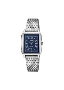 Quarzuhr, silber (edelstahlfarben, blau), CASIO TIMELESS COLLECTION, Armbanduhren, Damen, Quarzuhr, Armbanduhr, Damenuhr, Edelstahlarmband, analog