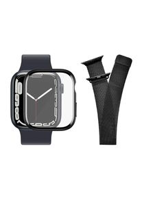Rostfritt st&aring;l smartwatch armband & sk&auml;rmskydd | PanzerGlass&trade; | Apple Watch 7/8/9 | 38/40/41 mm | svart
