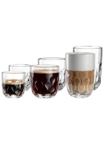 Latte-Macchiato-Glas Leonardo "Barista-Set (2) Gocce 6er Set transparent", bunt (transparent), B:2cm H:2cm, Glas, Trinkgef&auml;&szlig;e, Latte-Macchiato-Glas, Sp&uuml;lmaschinengeeignet, Temperaturbest&auml;ndig bis max. 100 Grad C