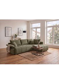 Ecksofa Collection AB "Funtastic L-Form, B: 213 cm, Schlaffunktion, Bettkasten, auch in Cord", gr&uuml;n (olive), B:213cm H:41cm T:166cm, 100%Polyester, Sofas, Ecksofa, Armteilverstellung, Bonnellfederkern, frei stellbar, Topseller