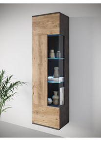 Vitrine OTTO HOME "Kenia, stehend und h&auml;ngend, T&uuml;ranschlag wechselbar", grau (matera anthrazit, kastanie breslau), B:45cm H:161cm T:32cm, FSC-zertifizierter Holzwerkstoff, Schr&auml;nke, Vitrine, Vitrineschrank mit Glast&uuml;ren 160 cm H&ouml;he