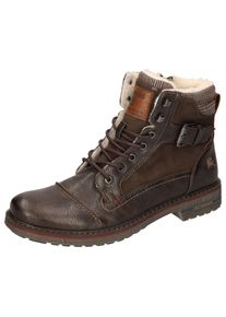 Winterboots Lerros, Herren, Gr. 46, braun (dunkelbraun), Lederimitat, Textil, Schuhe Winterboots, Workerboots, Schn&uuml;rboots mit gepolstertem Karo-Schaftrand