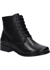 Schn&uuml;rstiefelette Josef Seibel "Catrin 02", Damen, Gr. 39, Leder Textil, schwarz, Basic, Schuhe Schn&uuml;rstiefelette, Blockabsatz, Basic-Stiefelette mit Logopr&auml;gung, Weite H (=sehr weit)