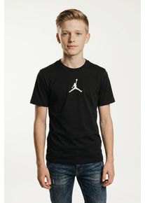 T-Shirt Jordan "JDB SMALLER JUMPMAN AIR JERSEY", Jungen, Gr. S, schwarz, Jersey, Obermaterial: 60% Baumwolle, 40% Polyester, normal, Rundhals, Shirts T-Shirt, mit verkleinertem Jumpman-Logo, Kurzarmdesign, Rundhalsausschnitt