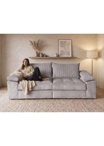 Big-Sofa OTTO HOME "Soft&Cosy Pik XL, B: 246 cm, Mega Sofa in Cord", grau (taupe), B:246cm T:123cm, 100% Polyester, Sofas, Big-Sofa, Lounge-Komfort mit edler Sitzsteppung, Federkern