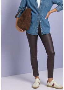 Lederimitathose Street One "Style York", Damen, Gr. 40, L&auml;nge 30, ruby vine, Web, Obermaterial: 79% Viskose, 18% Nylon, 3% Elasthan, unifarben, slim fit lang, Hosen Lederimitathose, Mid Waist Hose im Slim Fit in Leder-Optik