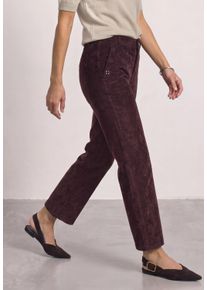 Cordhose Street One "Style Amalia", Damen, Gr. 46, L&auml;nge 30, braun (vintage ruby), Cord, Obermaterial: 87% Polyester, 12% Polyamid, 1% Elasthan. Futter: 100% Polyester, unifarben, straight fit lang, Hosen Cordhose, Streight Leg mit Zierkn&ouml;pfen
