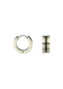 Paar Creolen Firetti "Schmuck Geschenk Edelstahl Ohrschmuck Ohrringe", silber (edelstahlfarben, schwarz), Ohrringe, Damen, 13,5mm, Edelstahl, Paar Creolen