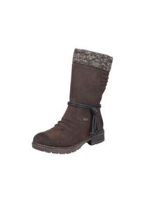Winterstiefel Rieker, Damen, Gr. 40, braun (dunkelbraun), Lederimitat, Textil, Schuhe Winterstiefel, Winterboots, Blockabsatz, TEX-Membran, mit gestricktem Schaftrand
