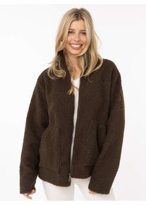 Sweatjacke Zwillingsherz "Zip Jacke Stick", Damen, Gr. XL, braun, Obermaterial: 100% Polyester, Sweatjacken Sweatjacke, Stehkragen, aufgesetzte Taschen, Herzen hinten und vorne