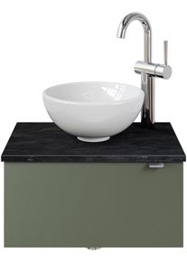 Waschtisch SAPHIR "Serie 6915 Waschschale mit Unterschrank f&uuml;r G&auml;stebad, G&auml;ste WC", gr&uuml;n (schilfgr&uuml;n matt, schiefer, schilfgr&uuml;n matt touch), B:51cm H:39,8cm T:35cm, Waschtische, Waschtisch, 51 cm mit Keramik-Aufsatzbecken und 1 T&uuml;r