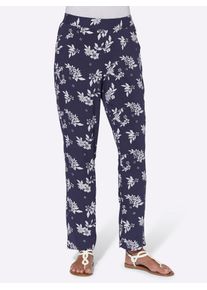 Webhose Classic Basics, Damen, Gr. 21, Kurzgr&ouml;&szlig;en, blau (nachtblau, wei&szlig;, bedruckt), 100% Viskose, bedruckt, gebl&uuml;mt, gemustert, mehrfarbig, lang, Hosen Webhose