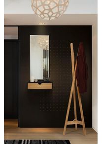 Beistelltisch WOODMAN "Farsta, Beistelltisch, Ablage mit Schublade", braun (eiche, schwarz), B:40cm H:12cm T:30cm, Tische, Beistelltisch, Holzfurnier aus Eiche, Breite 40 cm, Wandmontage, FSC