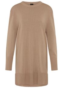 Strickkleid BOSS Orange "Ferinea Premium Damenmode", Damen, Gr. XL, N-Gr, beige (rust, copper 224), Feinstrick, Obermaterial: 60% Schurwolle, 40% Polyacryl, unifarben, relaxed fit kniefrei, Rundhals, Rippstrickb&uuml;ndchen, Kleider Strickkleid, aus Schurwoll-Mix, Relaxed Fit