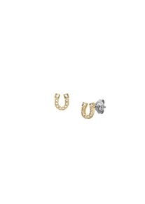 Paar Ohrstecker Fossil "Schmuck Geschenk Edelstahl Ohrringe SUTTON", gold (gelbgoldfarben, edelstahlfarben, kristallwei&szlig;, kristallwei&szlig;), Ohrringe, Damen, Edelstahl, Paar Ohrstecker, mit Glasstein