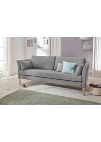 3-Sitzer Andas "Grenzda", hellgrau, B:214cm H:88cm T:87cm, Sofas, 3-Sitzer, F&uuml;&szlig;e aus Massivholz, Breite 214 cm