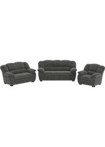 Polstergarnitur COTTA "Casino, 3tlg. Set, Sofa Wohnzimmer Garnitur, Wellenunterfederung", grau (anthrazit), H:88cm, Holzwerkstoff, Sitzm&ouml;bel-Sets, Polstergarnitur, hohe R&uuml;ckenlehne, hochwertige Verarbeitung, bis 120 kg belastbar