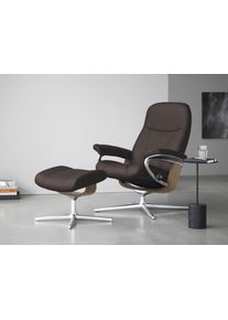 Relaxsessel stressless "Consul", braun (chocolate paloma), B:78cm H:97cm T:70cm, Leder PALOMA: PALOMA ist ein durchgef&auml;rbtes Semianilin-M&ouml;belleder mit nat&uuml;rlicher Narbung., Sessel, Relaxsessel, mit Cross Base, Gr&ouml;&szlig;e S, M & L, Holzakzent Eiche, in 2 Bezugsqualit&auml;ten lieferbar