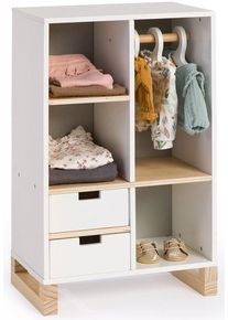 Puppenkleiderschrank Musterkind "Viola, wei&szlig;/natur/grau", grau (natur, wei&szlig;, grau), Puppenm&ouml;bel, KinderB:32cm H:50cm T:20cm, Holz, Puppenkleiderschrank, B:32cm H:50cm T:20cm
